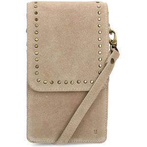 Beige suède telefoontasje met studs