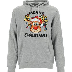 Kersttrui unisex hoodie, sweatshirt met capuchon, grijs