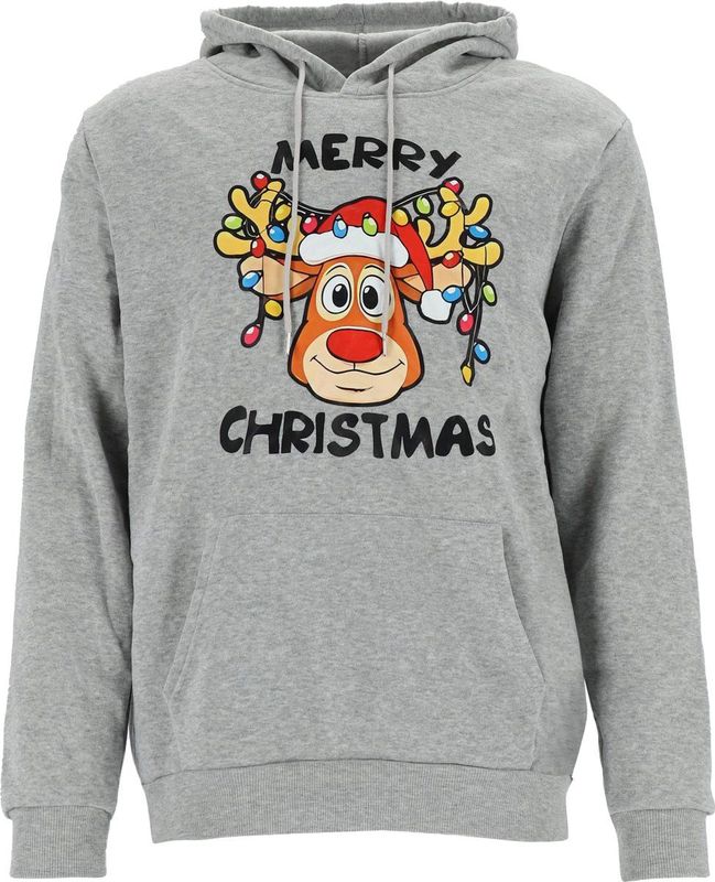 Kersttrui unisex hoodie, sweatshirt met capuchon, grijs