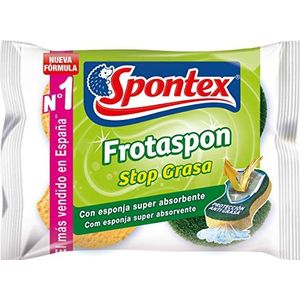 Spontex frotaspon Lot de 2 pastilles van cellulosestof en waterstop het vet groen