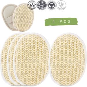 green-goose® Sisal Scrubspons - 4 Stuks - Badspons - 12 x 9 cm - Natuurlijk Sisal - Milieuvriendelijk