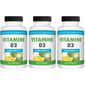 Gezonderwinkelen Premium Vitamine D 75mcg drie-pak  3x 200 capsules