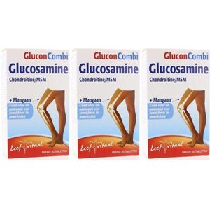 Leefvitaal Glucon Combi Glucosamine Chondroitine MSM & Mangaan (sterk) drie-pak 3x 60 tabletten