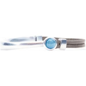 Qoss Taupe Armband Eva Hemelsblauwe Bol - Maat M