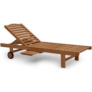 Teak ligbed met wielen Natural