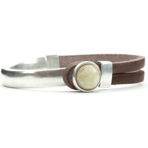 Qoss Taupe Armband Gwen Crème Bol - Maat L