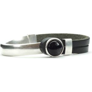 Qoss Zwarte Armband Gwen Zwarte Bol - Maat S