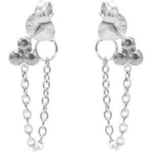 Karma - Oorbellen Chain Triple Dots - Zilver - 925 Sterling Zilver