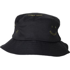 PS By Paul Smith, Blije Bucket Hat, Zwart Katoen met Geborduurd Patroon Zwart, Heren, Maat:L