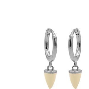 Karma Oorringen Hinged Hoops Emaille Cone Nude Zilver