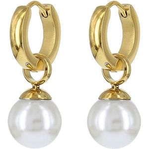 NKlaus paar 6mm parel oorbellen 333 8K goud geel goud zoetwater gekweekte parel oorbellen 9086