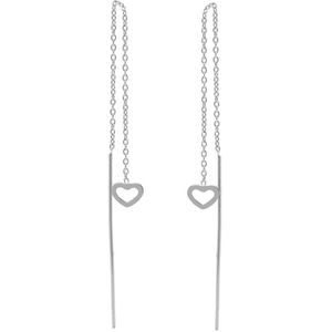 Karma Pull Through Doortrek Oorbellen Open Heart Zilver