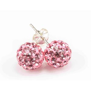Karma Oorbellen Crystal Ball Pink Zilver | 4 mm