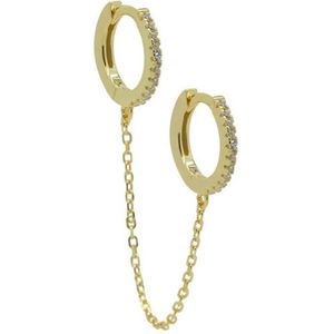 Karma - Oorringen - Goud - 925 Sterling Zilver - Hinged Hoops Double In Chains