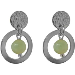 Flow Jewels Hang Oorbellen Fien Licht Groen Steentje Zilver