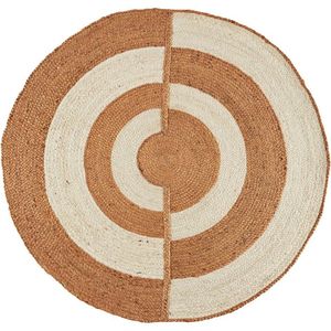 Madam Stoltz - Vloerkleed - Gestreept - Rond - Jute - Asymmetrisch Design