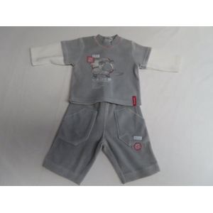 Ensemble - Unie - Fluweel - Grijst , Wit - 1 maand