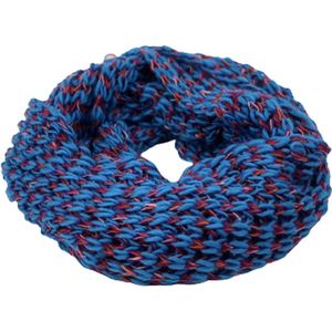 Modieuze sjaal - Blauw / Rood - Ronde sjaal - Polyester - Acryl - Warm - Winter - Sjaal dames - Sjaal dames winter - Sjaaltjes voor vrouwen - Sjaal meisje -  Sjaals