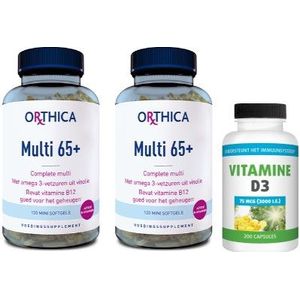 Orthica Soft Multi 65+ duo-pak 2x 120 softgels + Gratis Gezonderwinkelen Vitamine D3 75mcg 200 capsules