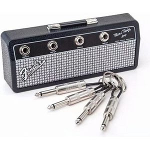 Fender Key Holder - Sleutelhouder voor gitaarsleutelhangers, voor wandmontage, met 4 sleutelhangers met gitaarstekker