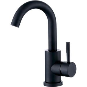 Wastafel designkraan Nordica|opbouw|gebogen mengkraan| kompleet | mat zwart