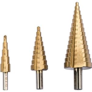 Speciaalborenset - 3 delige HSS getrapte borenset - Geschikt voor metaal - Maten: 4-12 mm / 4-20 mm / 4-32 mm
