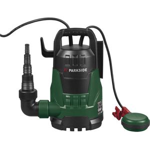 PARKSIDE® Schoonwaterdompelpomp 400 W - Debiet: max. 10.000 l/u - Onderdompelingsdiepte: max. 7 m - Ideaal voor het legen van zwembaden - Slangadapter met terugslagklep - Met thermische overbelastingsbeveiliging - Accessoires: nylon touw (ca. 8 m)