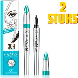 2 Pack! 3D Waterproof Natuurlijk Licht Bruin Light Brown Wenkbrauw 2 stuks Potlood Wenkbrauw Microblading Pen Wenkbrauwpotlood, 4 tips wenkbrauwpotlood, Eye