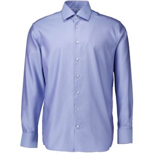 Eterna - Lange Mouw Overhemd - Blauw - Katoen - Klassieke Kentkraag