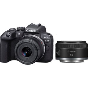 Canon EOS R10 systeemcamera Zwart + RF-S 18-45mm f/4.5-6.3 IS STM + RF 50mm f/1.8 STM