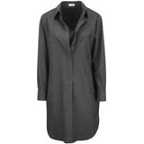 Brunello Cucinelli - Wollen Jurk - Grijs - Knoopsluiting - Dames