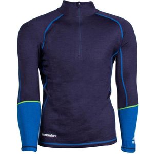Snowleader - Men's Merino Half Zip Top - Thermoshirt - Marine Blauw - 100% Merinowol