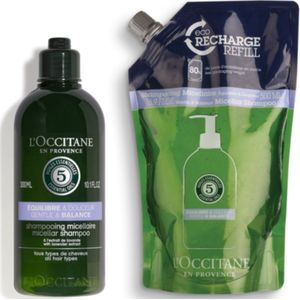 Haarverzorging - L'Occitane en Provence - Duo Micellair Shampoo Gentle & Balanced 300ml + Eco-Refill 500ml