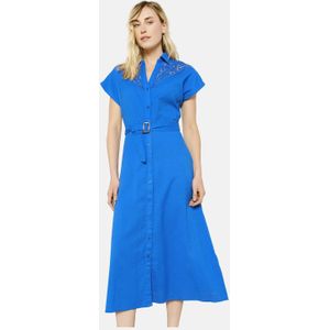 LOLALIZA - Blousejurk - Blauw - Broderie - Mouwloos - Midi Lengte
