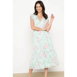 LOLALIZA - Zomerjurk - Mintgroen - Korte Mouwen - Overslagkraag