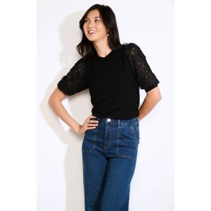 LOLALIZA - Top - Zwart - Korte Mouwen - Ronde Hals