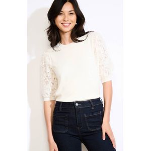 LOLALIZA - Top - Ecru - Korte Mouwen - Ronde Hals