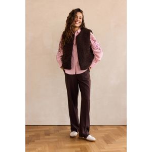 LOLALIZA - High Waist Pantalon - Donkerbruin - Loose Fit