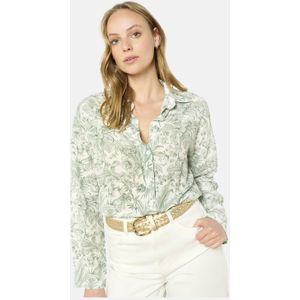 LOLALIZA - Blouse - Lichtgroen - Driekwart Mouwen - Klassieke Kraag