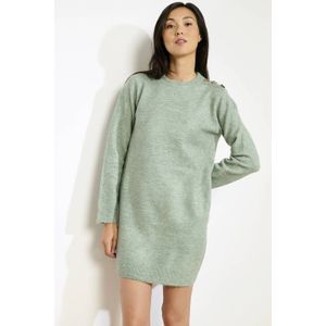 LOLALIZA - Korte Jurk - Mintgroen - Lange Mouwen - Ronde Hals