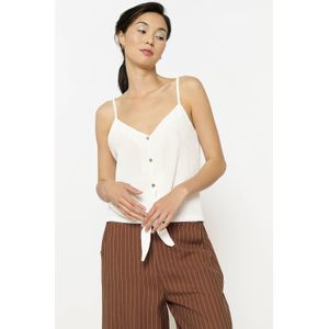 LOLALIZA - Mouwloze Top - Wit - Spaghetti Bandjes - V-hals