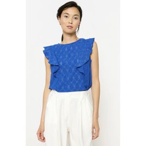 LOLALIZA - Mouwloze Top - Blauw - Broderie