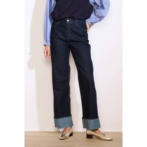 LOLALIZA - High Waist Wide Leg Jeans - Donkerblauw - Denim