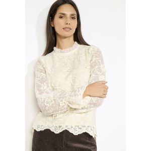 LOLALIZA - Blousetop - Ecru - Met Opstaande Kraag en Rechte Mouwen