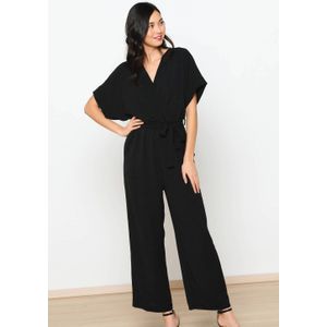 LOLALIZA - Jumpsuit - Zwart - 100% Polyester - Met Ceintuur en Handige Zakken
