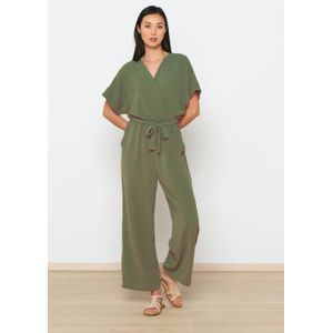 LOLALIZA - Jumpsuit - Groen - 100% Polyester - Met Ceintuur en Zakken