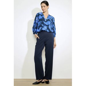 LOLALIZA - Wide Leg Regular Waist Broek - Donkerblauw