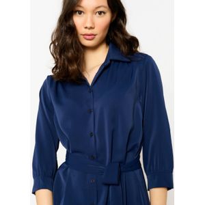 LOLALIZA - Blousejurk - Donkerblauw - Mini Lengte - Driekwart Mouwen