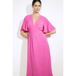 LOLALIZA - Zomerjurk - Korte Mouwen - V-hals - Polyester - Tot op de Knie