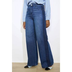 LOLALIZA - High Waist Wide Leg Jeans - Donkerblauw - Denim